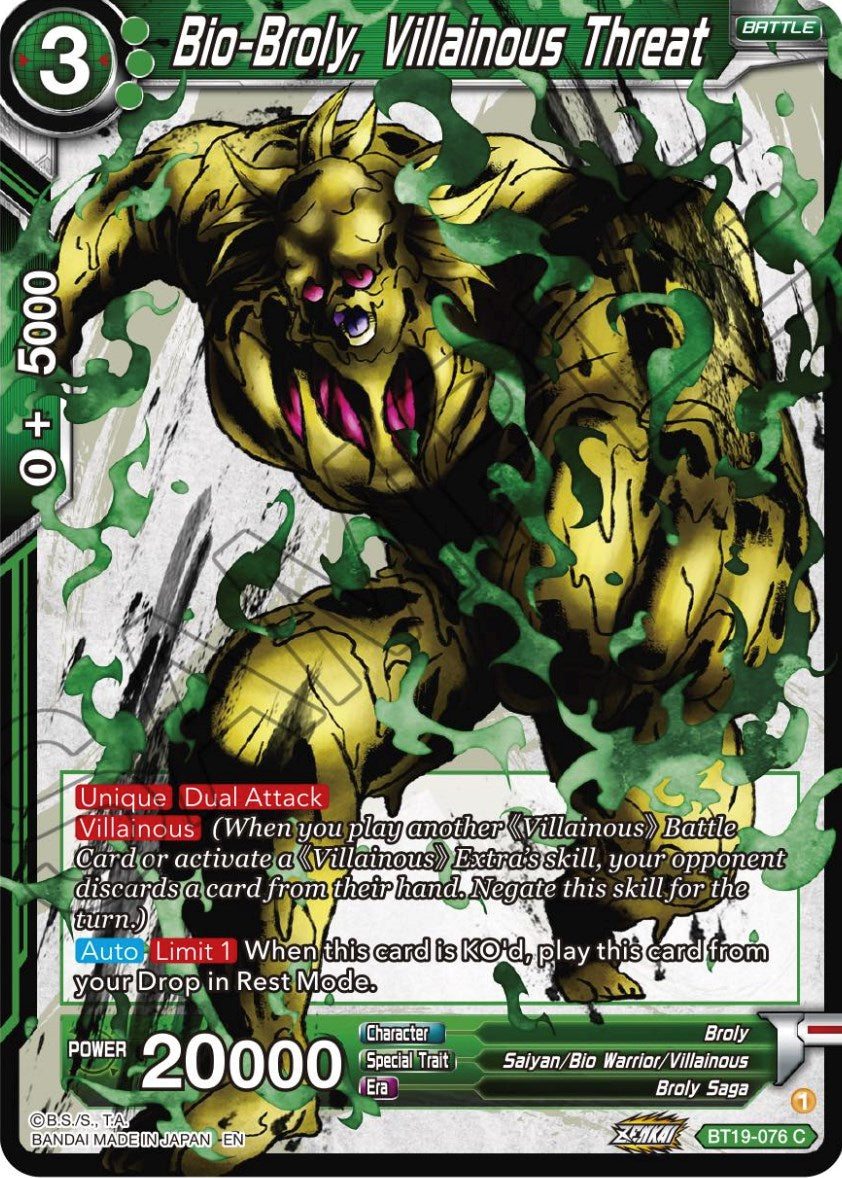 Bio-Broly, Villainous Threat (BT19-076) [Fighter's Ambition] | Devastation Store