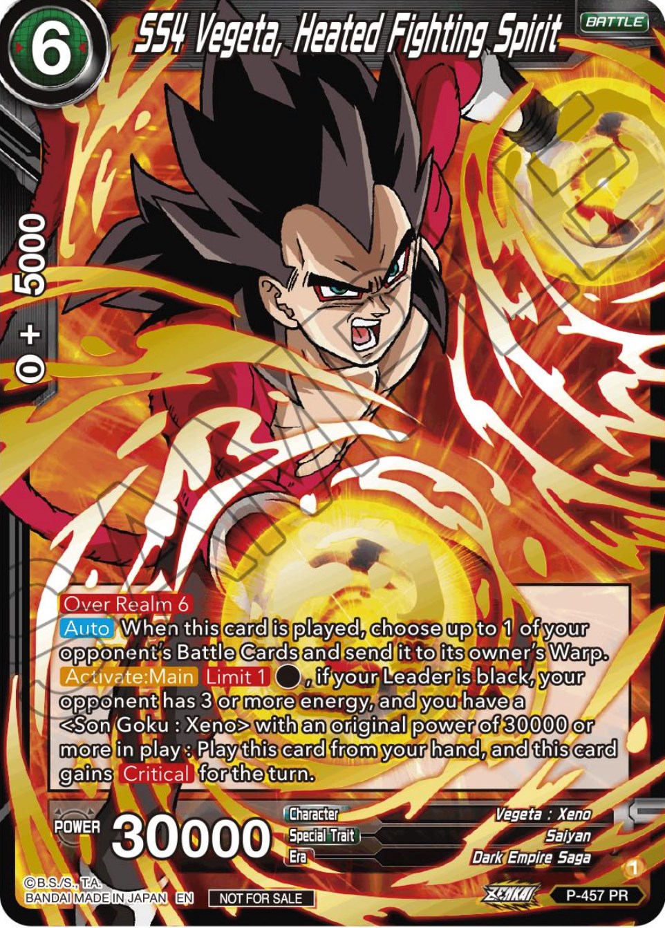 SS4 Vegeta, Heated Fighting Spirit (Championship Selection Pack 2023 Vol.1) (Holo) (P-457) [Tournament Promotion Cards] | Devastation Store