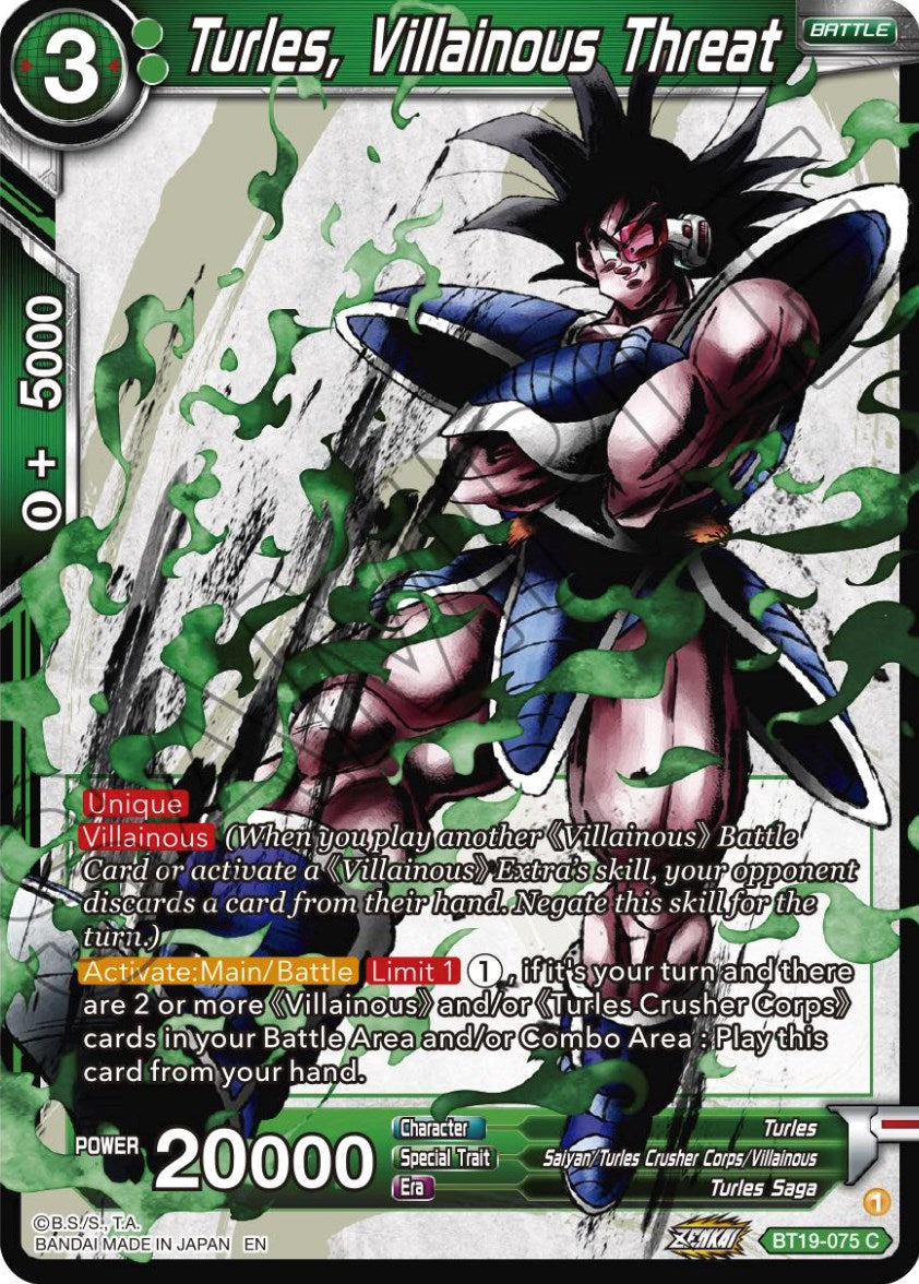 Turles, Villainous Threat (BT19-075) [Fighter's Ambition] | Devastation Store