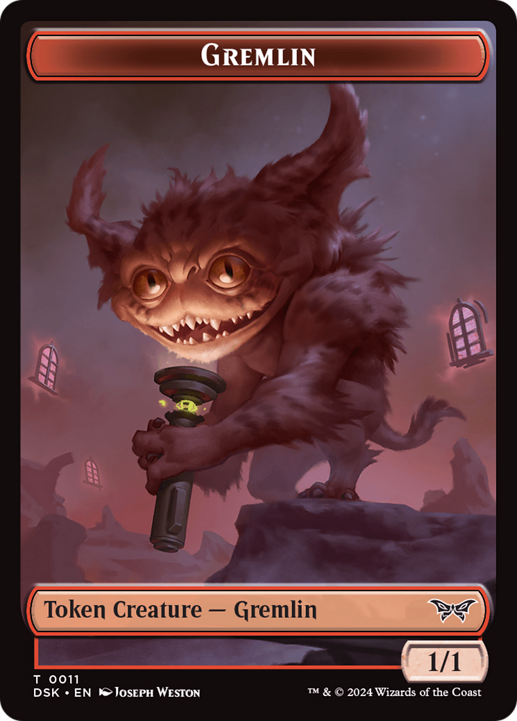 Gremlin // Manifest Double-Sided Token [Duskmourn: House of Horror Tokens] | Devastation Store