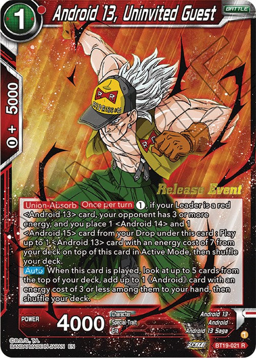 Android 13, Uninvited Guest (Fighter's Ambition Holiday Pack) (BT19-021) [Tournament Promotion Cards] | Devastation Store