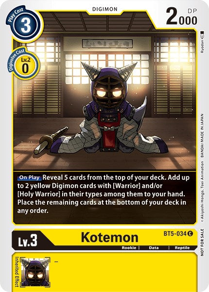 Kotemon [BT5-034] (Tamer Party Vol. 5) [Battle of Omni Promos] | Devastation Store