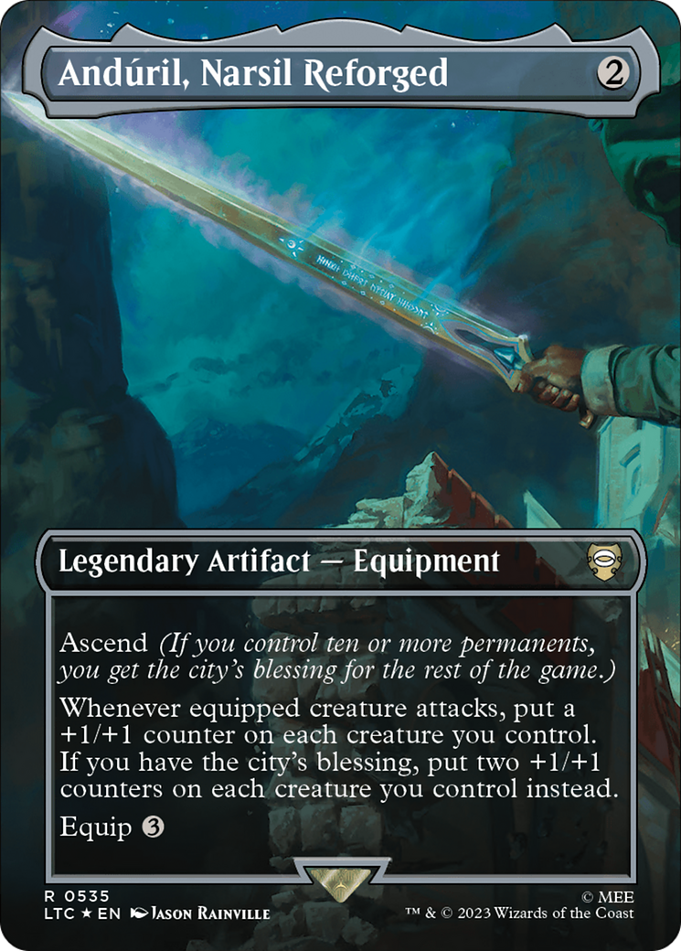 Anduril, Narsil Reforged (Borderless) (Surge Foil) [The Lord of the Rings: Tales of Middle-Earth Commander] | Devastation Store