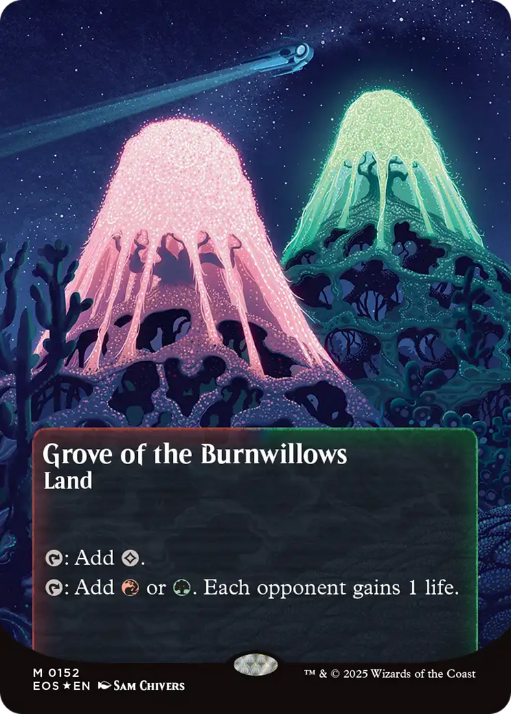 Grove of the Burnwillows (0152) (Borderless) (Galaxy Foil) [Edge of Eternities: Stellar Sights] | Devastation Store