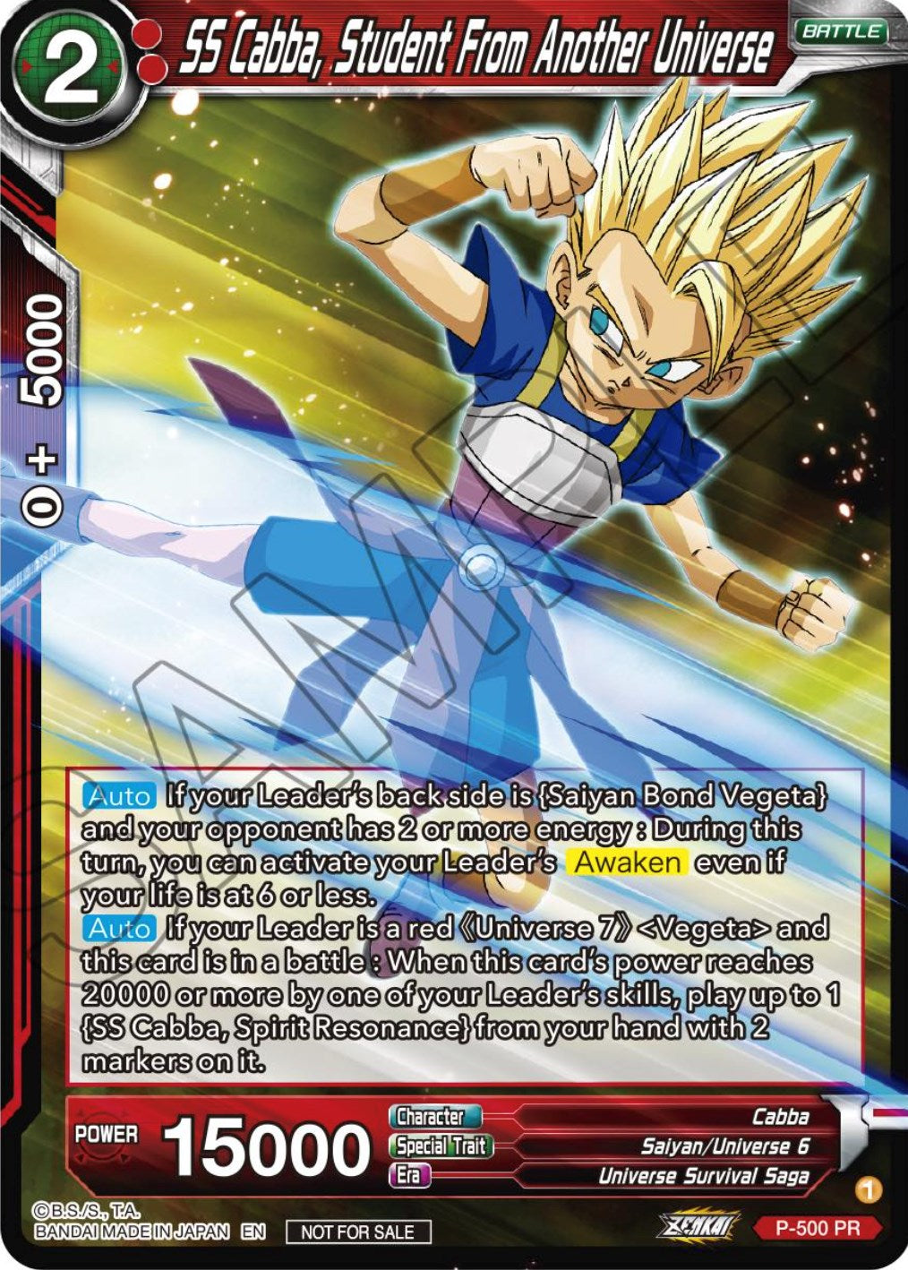 SS Cabba, Student From Another Universe (Zenkai Series Tournament Pack Vol.4) (P-500) [Tournament Promotion Cards] | Devastation Store