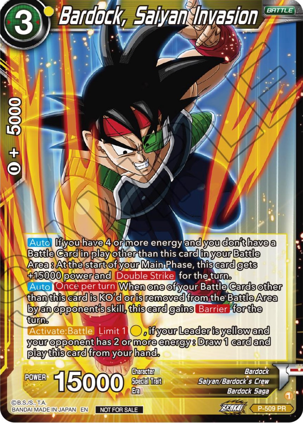 Bardock, Saiyan Invasion (Zenkai Series Tournament Pack Vol.4) (P-509) [Tournament Promotion Cards] | Devastation Store