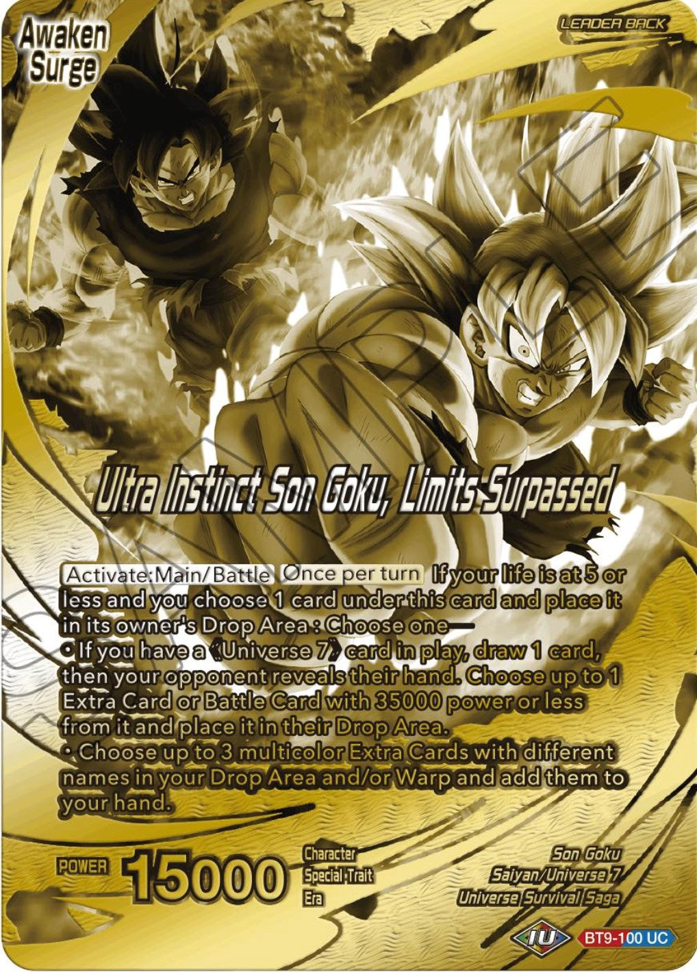 Son Goku // Ultra Instinct Son Goku, Limits Surpassed (Championship 2023 Golden Card Vol.2, Version 2) (BT9-100) [Tournament Promotion Cards] | Devastation Store
