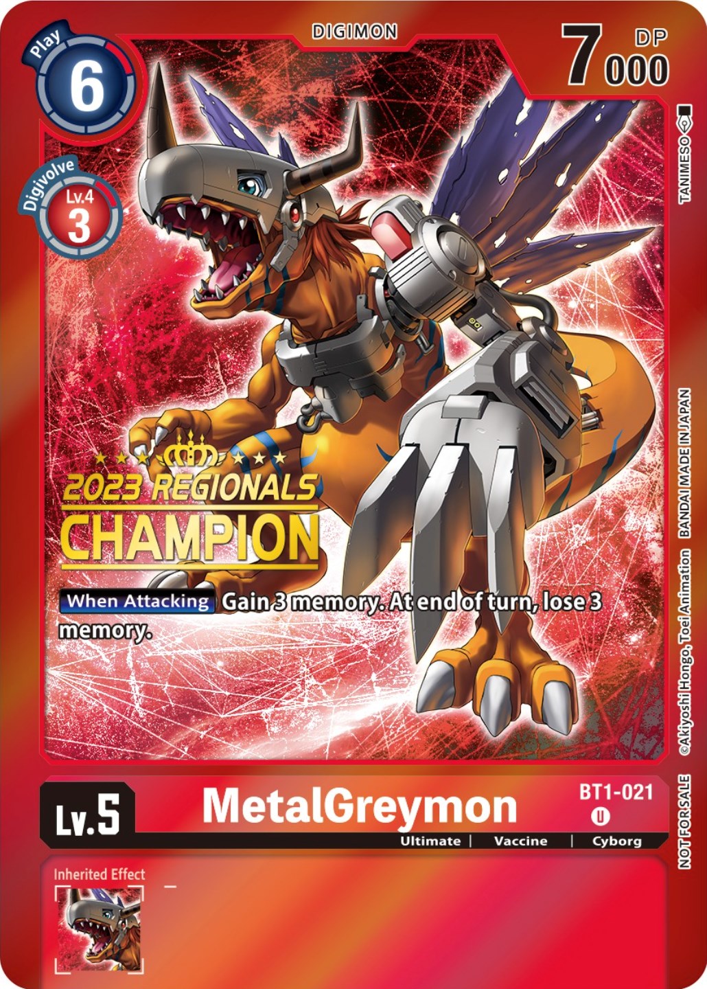 MetalGreymon [BT1-021] (2023 Regionals Champion) [Release Special Booster Promos] | Devastation Store