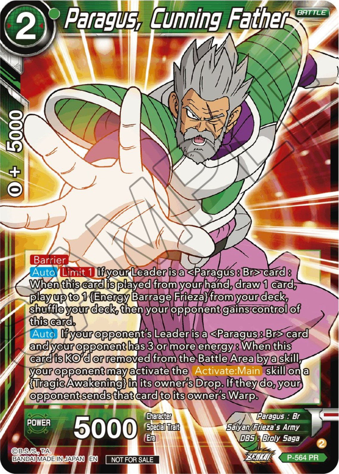 Paragus, Cunning Father (Zenkai Series Tournament Pack Vol.6) (P-564) [Tournament Promotion Cards] | Devastation Store