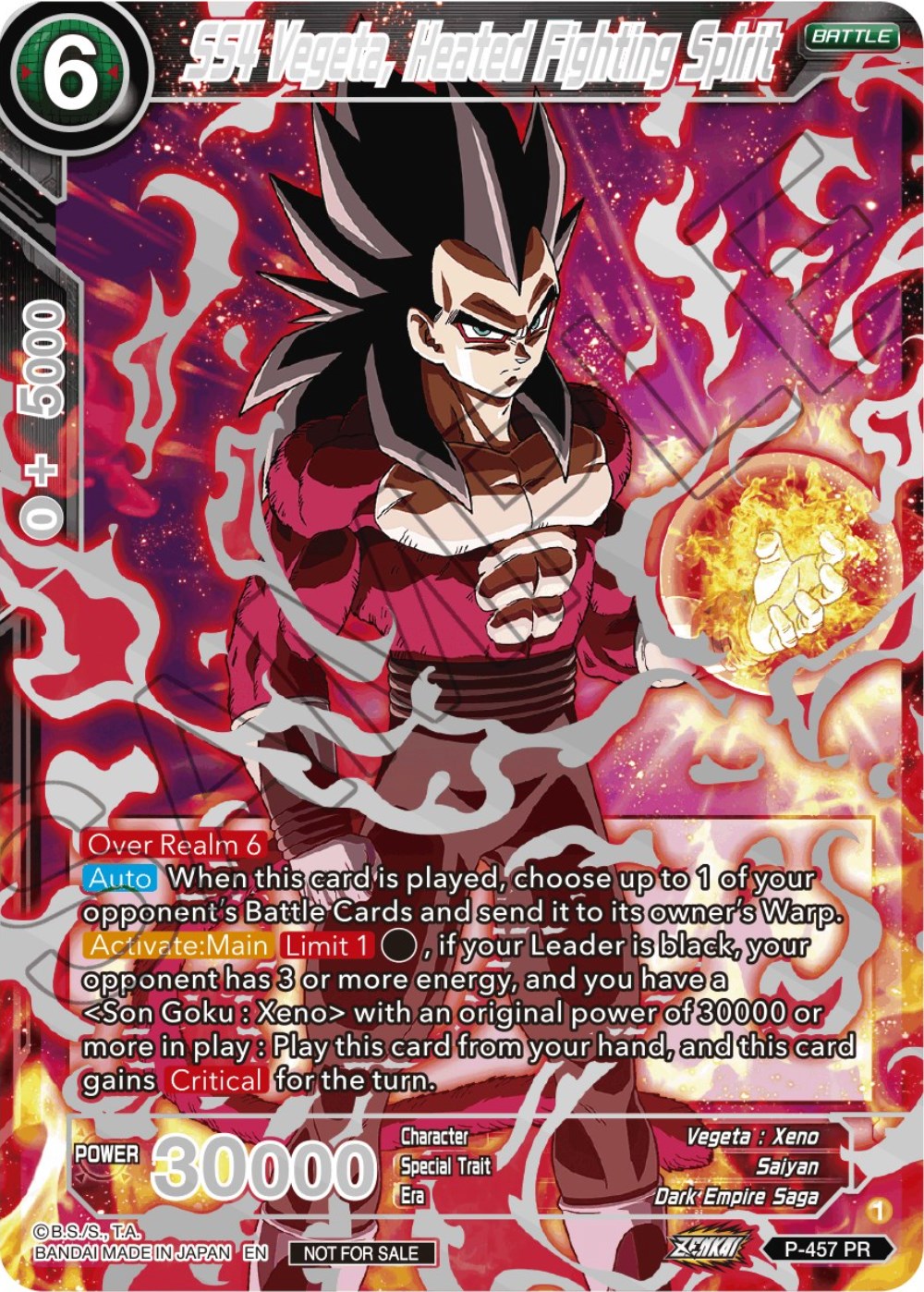 SS4 Vegeta, Heated Fighting Spirit (Championship 2023 Reward Alternate Art Card Set) (Holo) (P-457) [Tournament Promotion Cards] | Devastation Store