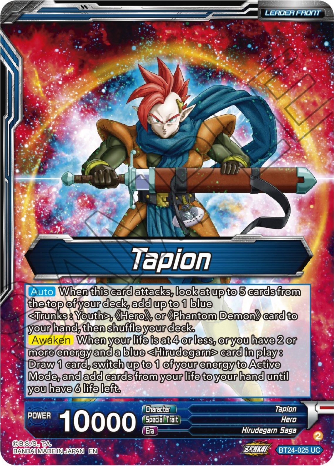 Tapion // Tapion, Hero Revived in the Present (BT24-025) [Beyond Generations] | Devastation Store