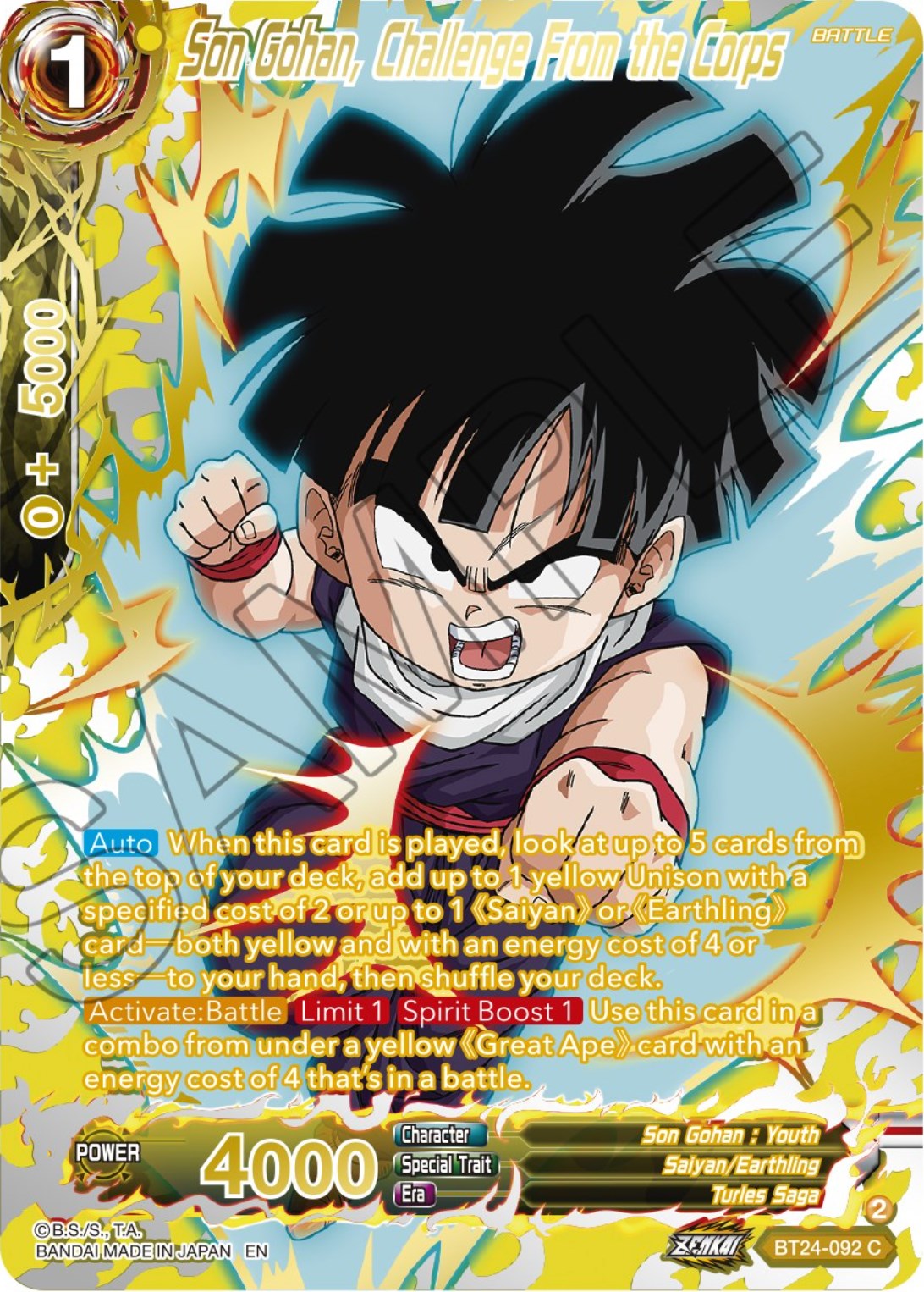 Son Gohan, Challenge From the Corps (Collector Booster) (BT24-092) [Beyond Generations] | Devastation Store