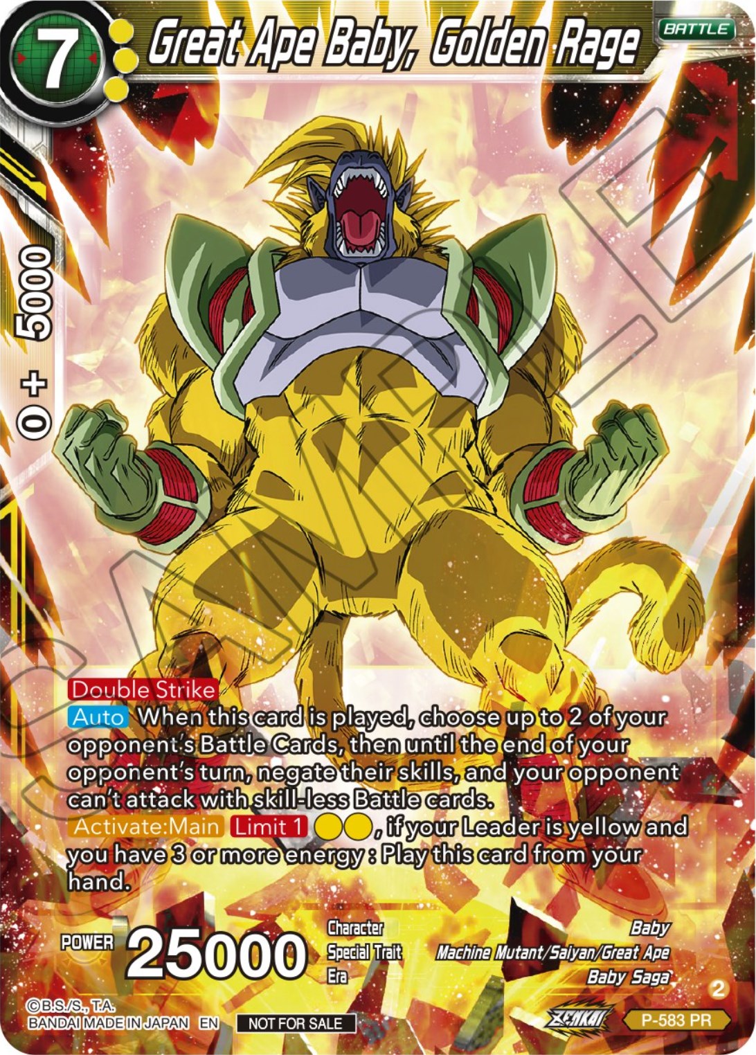 Great Ape Baby, Golden Rage (Zenkai Series Tournament Pack Vol.7) (P-583) [Tournament Promotion Cards] | Devastation Store