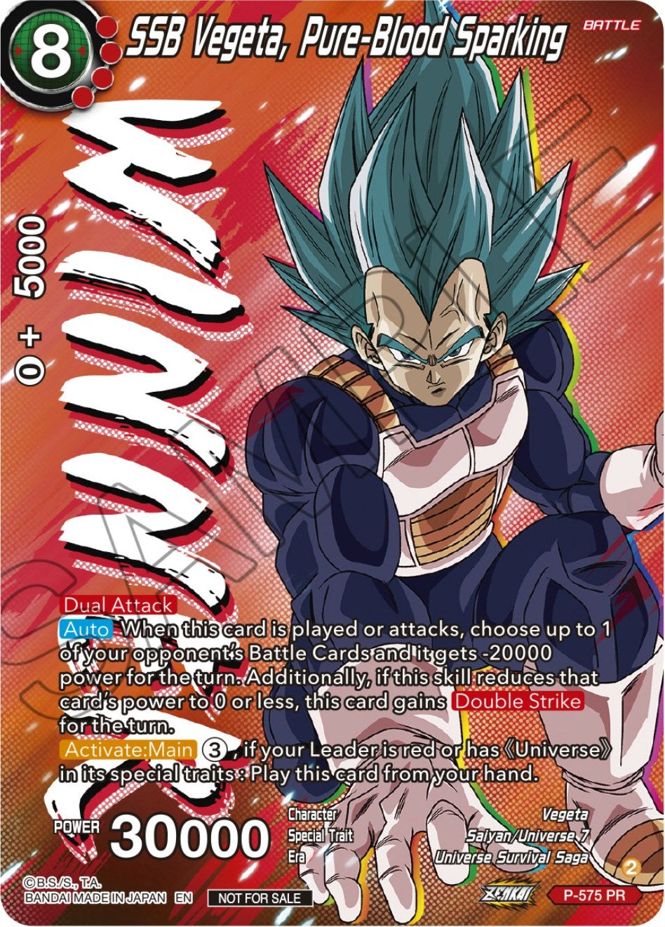 SSB Vegeta, Pure-Blood Sparking (Zenkai Series Tournament Pack Vol.7) (Winner) (P-575) [Tournament Promotion Cards] | Devastation Store