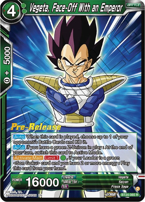 Vegeta, Face-Off With an Emperor (BT24-065) [Beyond Generations Prerelease Promos] | Devastation Store