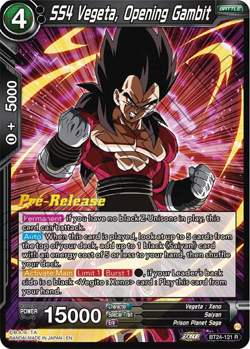 SS4 Vegeta, Opening Gambit (BT24-121) [Beyond Generations Prerelease Promos] | Devastation Store