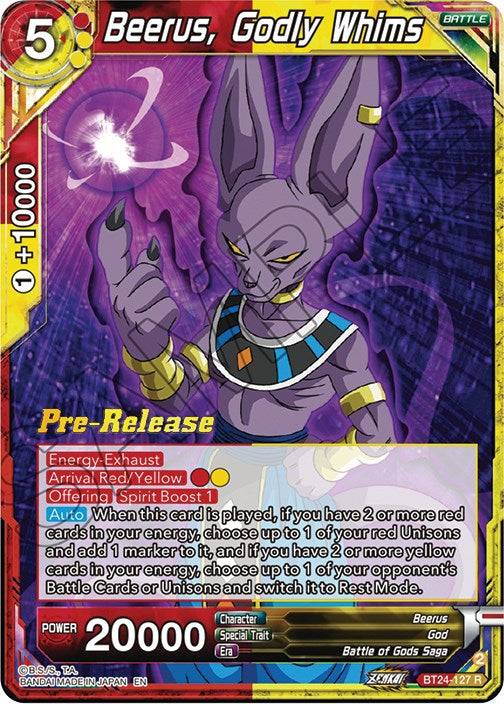 Beerus, Godly Whims (BT24-127) [Beyond Generations Prerelease Promos] | Devastation Store