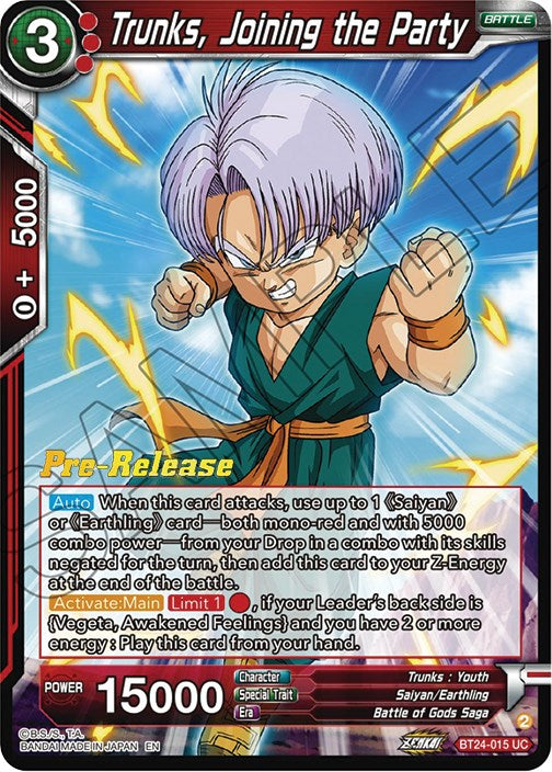 Trunks, Joining the Party (BT24-015) [Beyond Generations Prerelease Promos] | Devastation Store