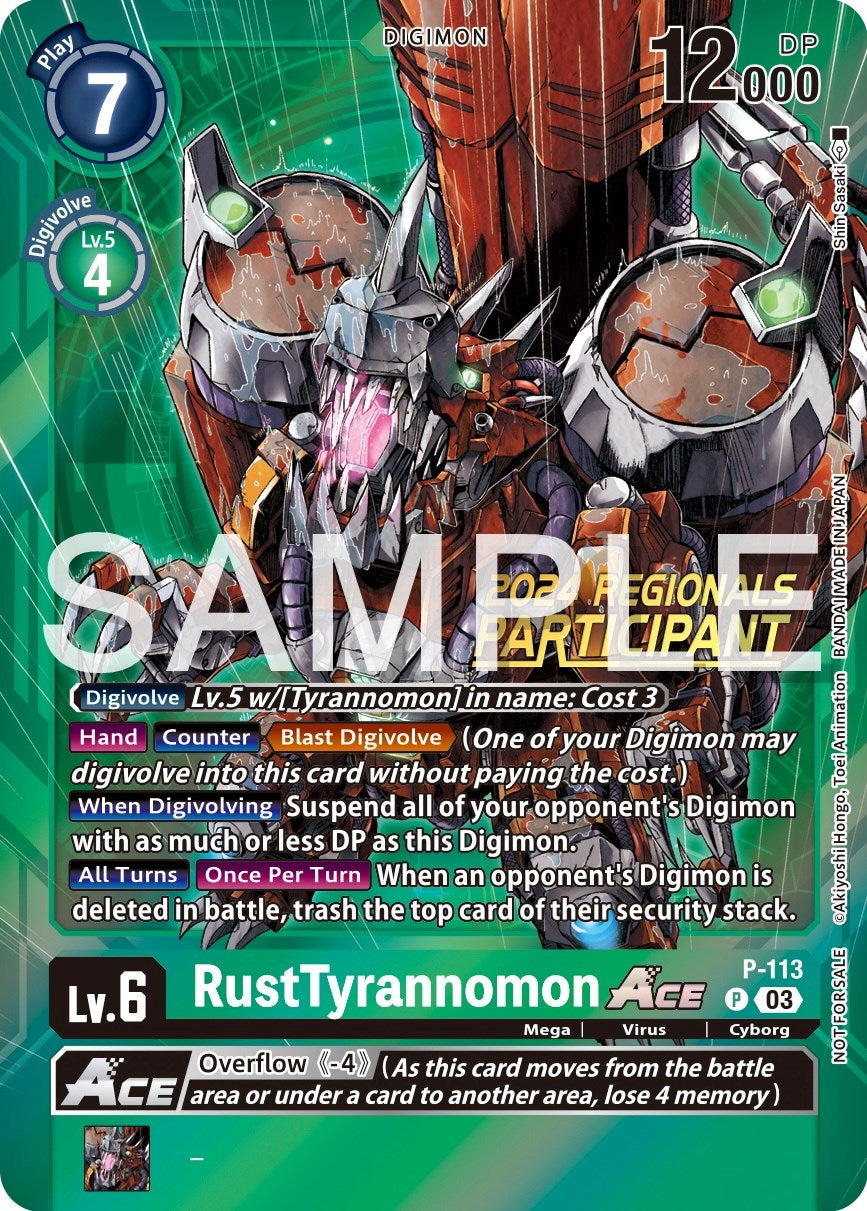 RustTyrannomon Ace [P-113] (2024 Regionals Participant) [Promotional Cards] | Devastation Store
