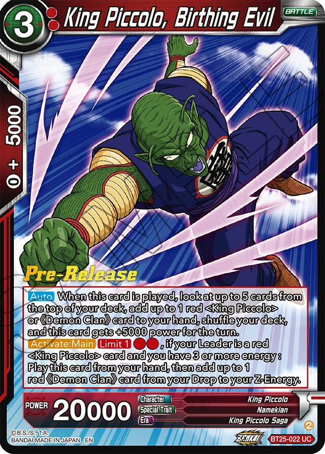 King Piccolo, Birthing Evil (BT25-022) [Legend of the Dragon Balls Prerelease Promos] | Devastation Store