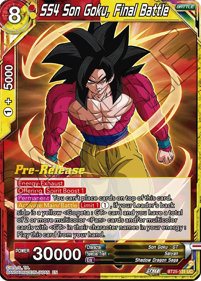 SS4 Son Goku, Final Battle (BT25-131) [Legend of the Dragon Balls Prerelease Promos] | Devastation Store