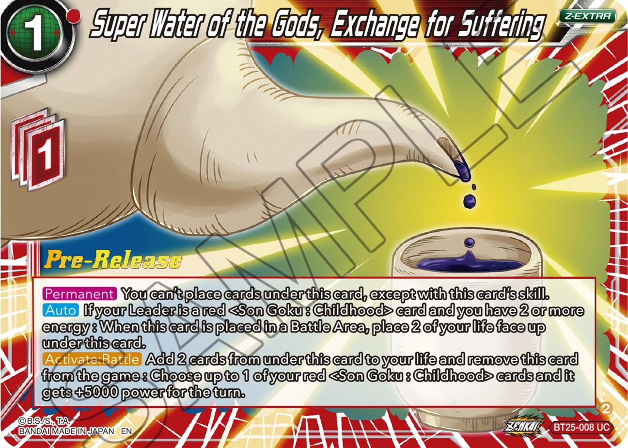 Super Water of the Gods, Exchange for Suffering (BT25-008) [Legend of the Dragon Balls Prerelease Promos] | Devastation Store