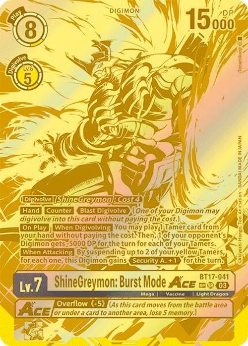 ShineGreymon: Burst Mode ACE [BT17-041] (Textured) [Secret Crisis] | Devastation Store