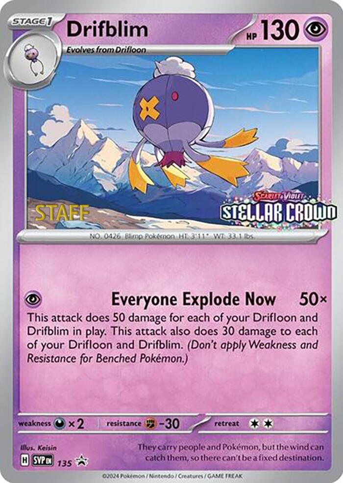 Drifblim (135) (Staff Promo) [Scarlet & Violet: Black Star Promos] | Devastation Store