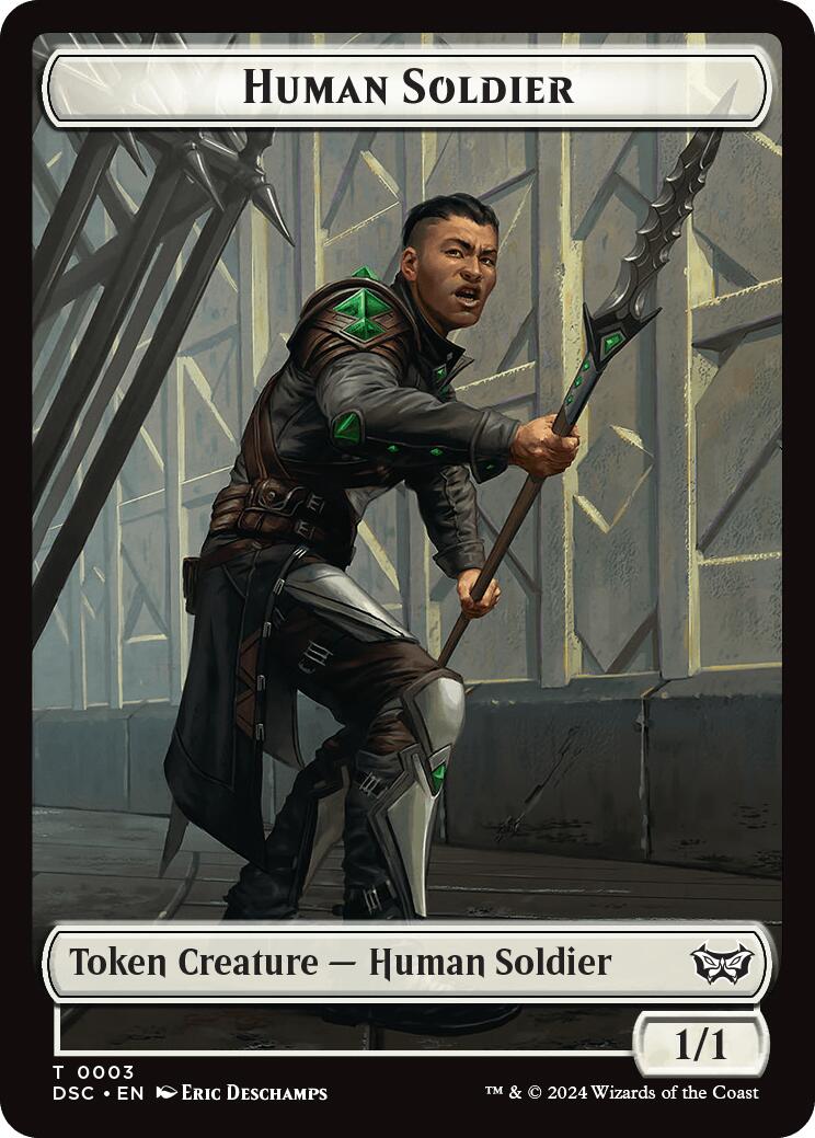 Human soldier // Scarecrow Double-Sided Token [Duskmourn: House of Horror Commander Tokens] | Devastation Store