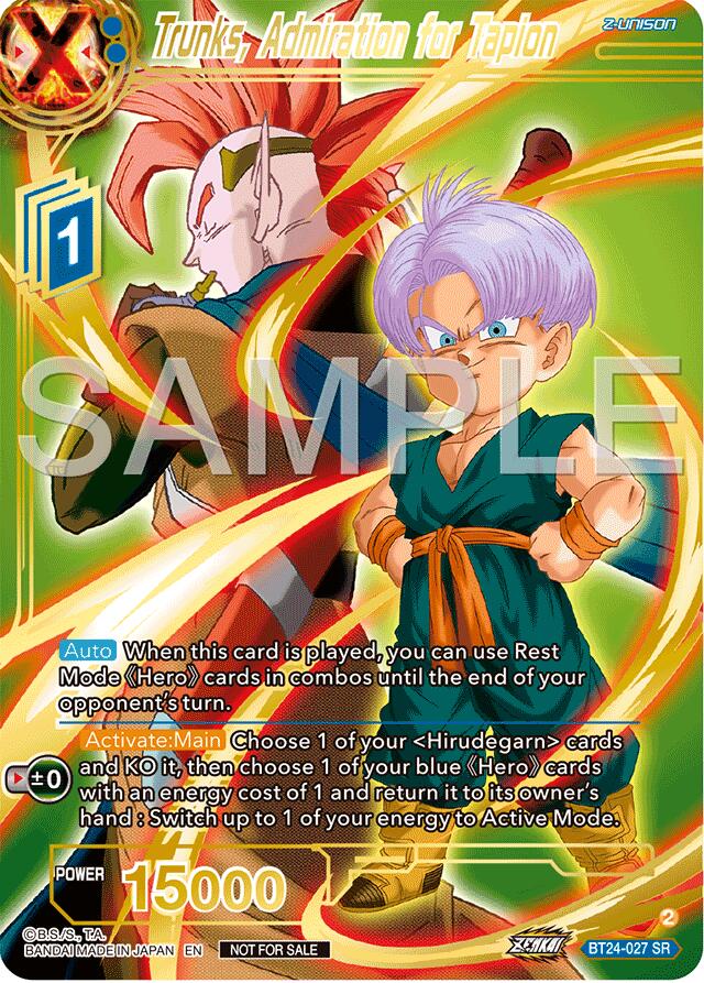 Trunks, Admiration for Tapion (Championship 2024 Finals Zenkai Pack) (Gold Stamped) (BT24-027) [Tournament Promotion Cards] | Devastation Store