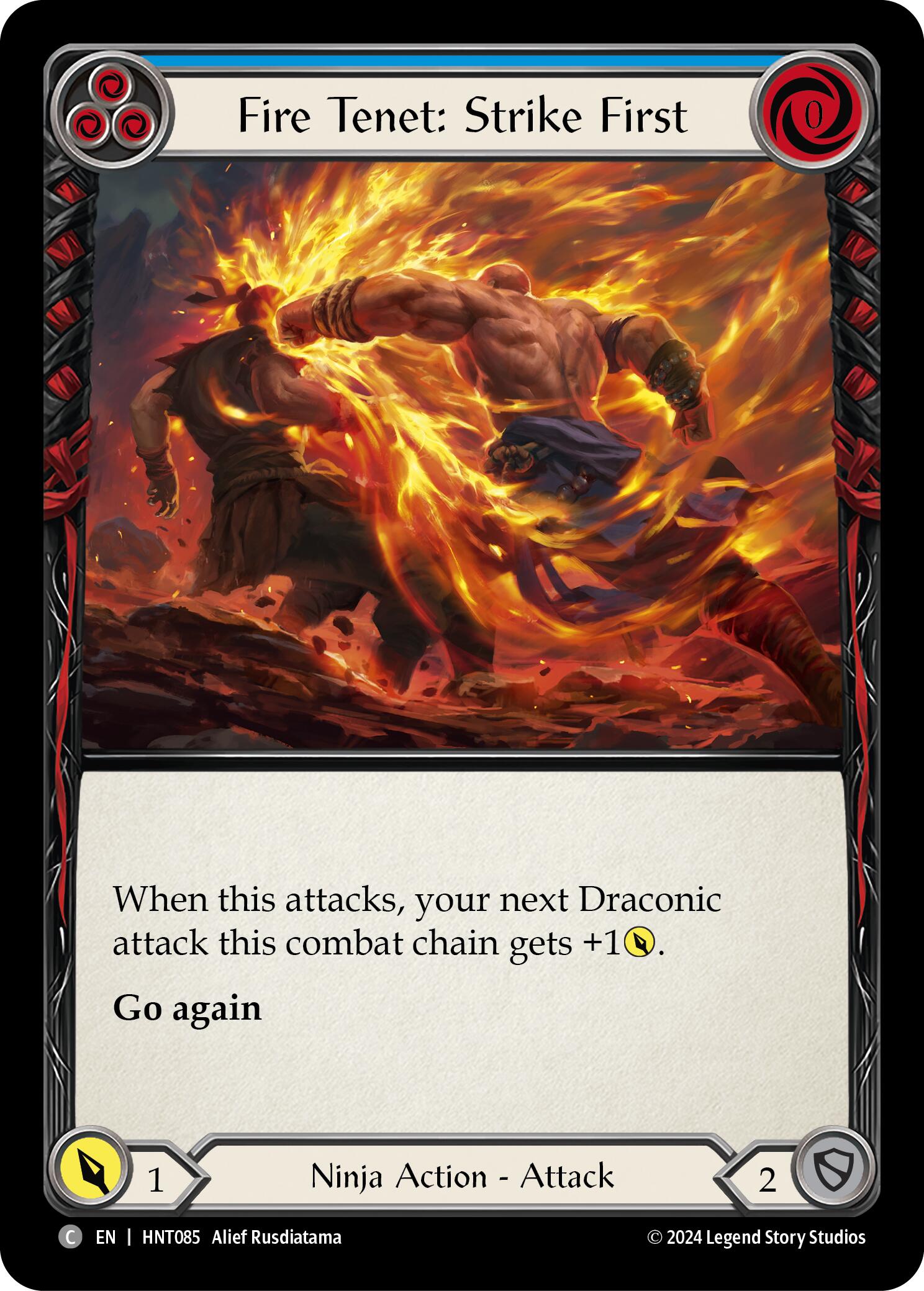 Fire Tenet: Strike First (Blue) [HNT085] (The Hunted)  Rainbow Foil | Devastation Store