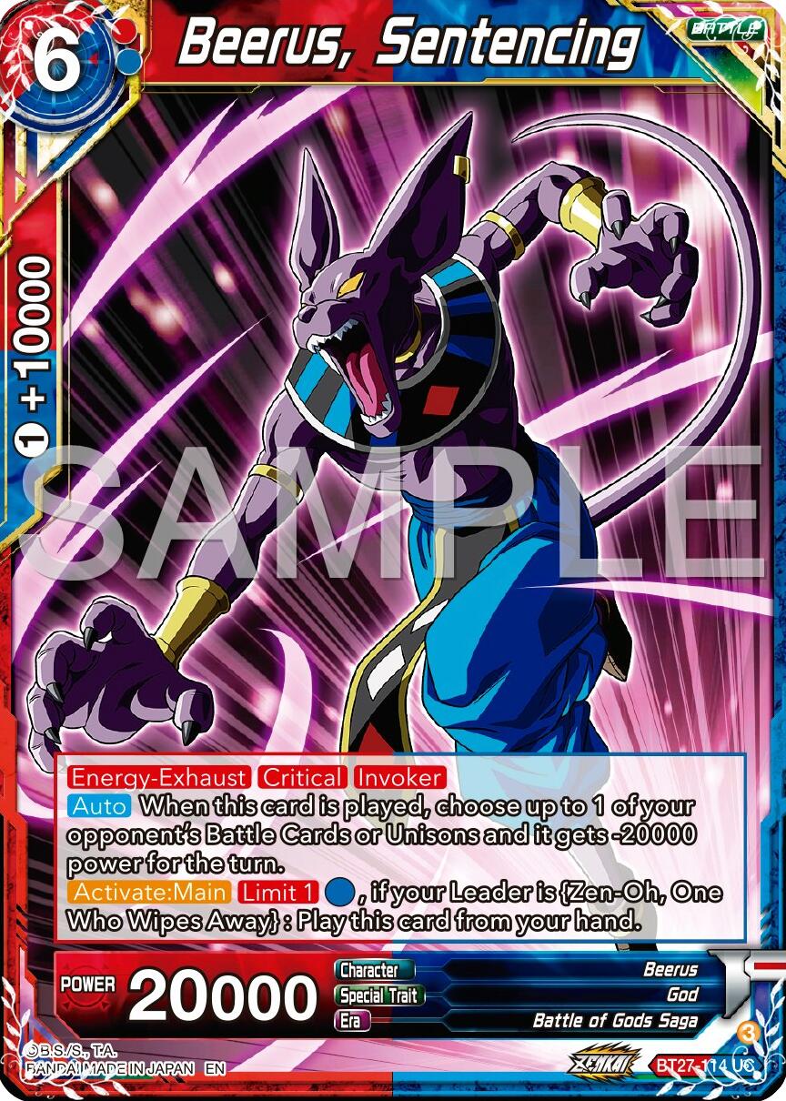 Beerus, Sentencing (BT27-114) [History of Z] | Devastation Store