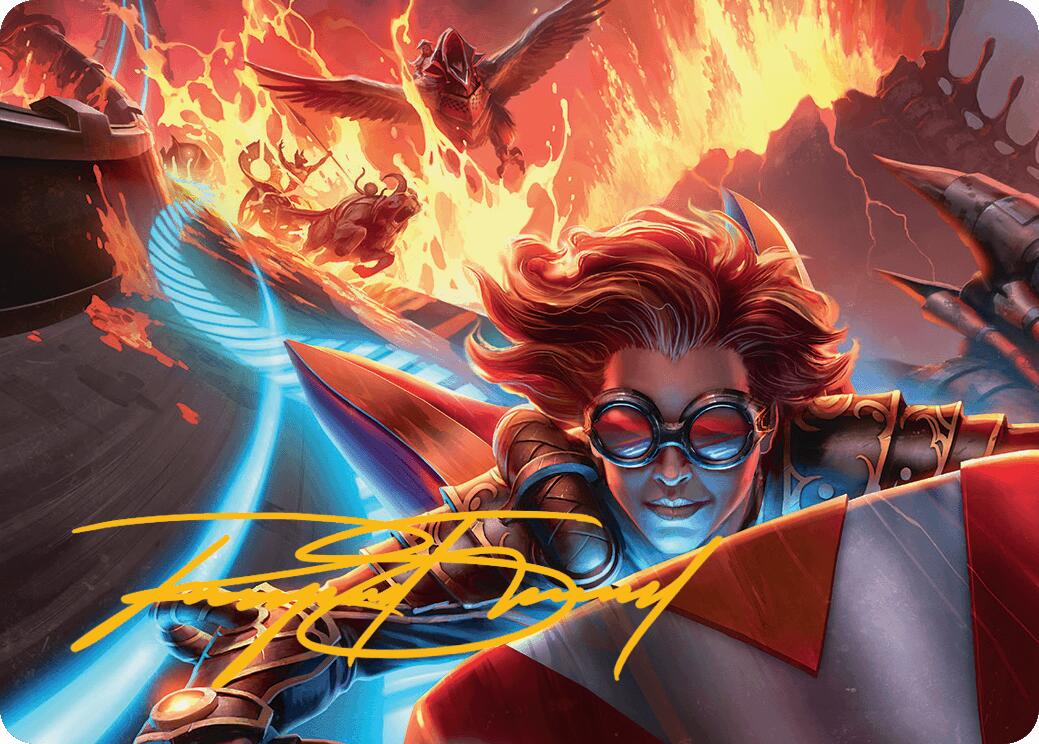 Outpace Oblivion Art Card (Gold-Stamped Signature) [Aetherdrift Art Series] | Devastation Store