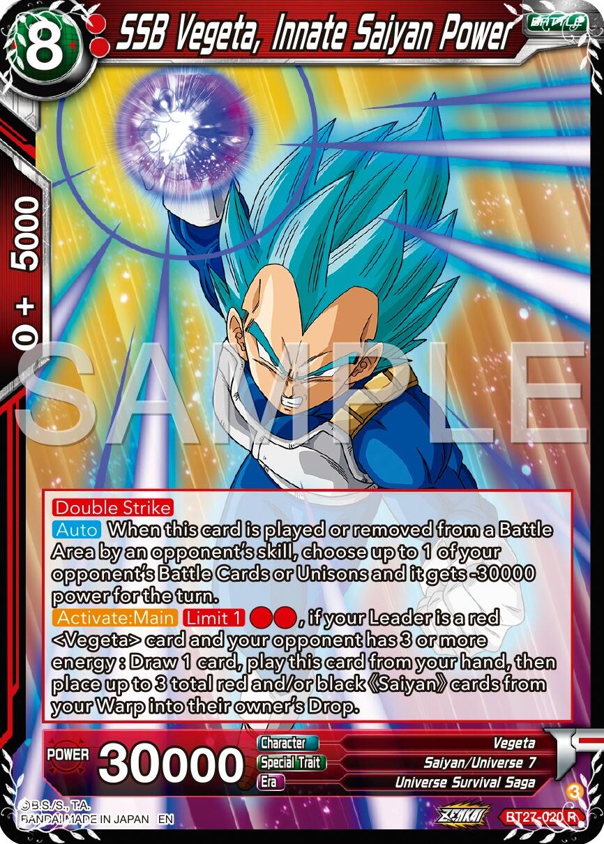 SSB Vegeta, Innate Saiyan Power (BT27-020) [History of Z] | Devastation Store