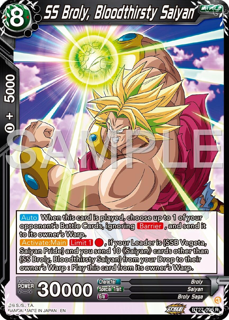 SS Broly, Bloodthirsty Saiyan (BT27-096) [History of Z] | Devastation Store