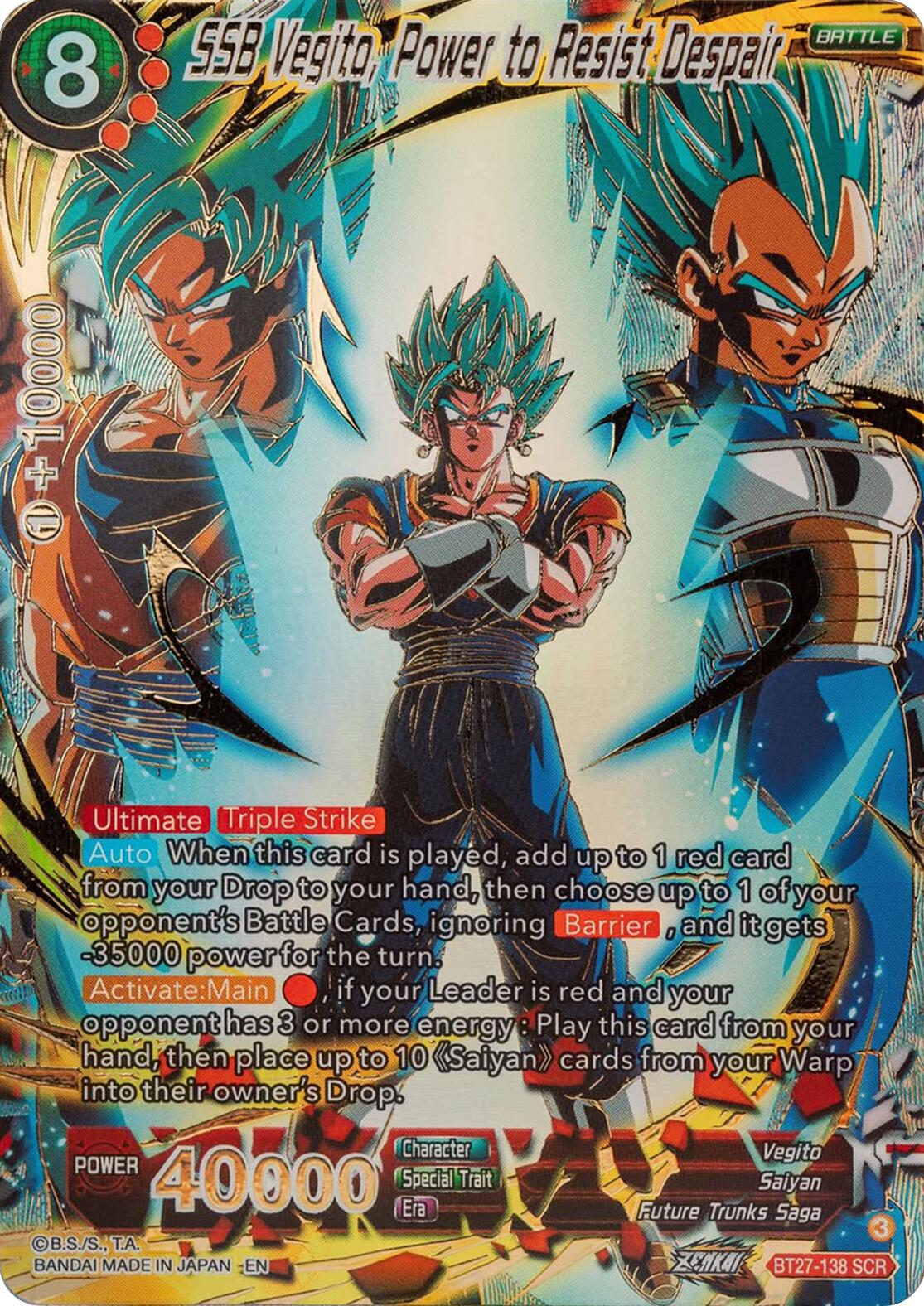 SSB Vegito, Power to Resist Despair (BT27-138) [History of Z] | Devastation Store