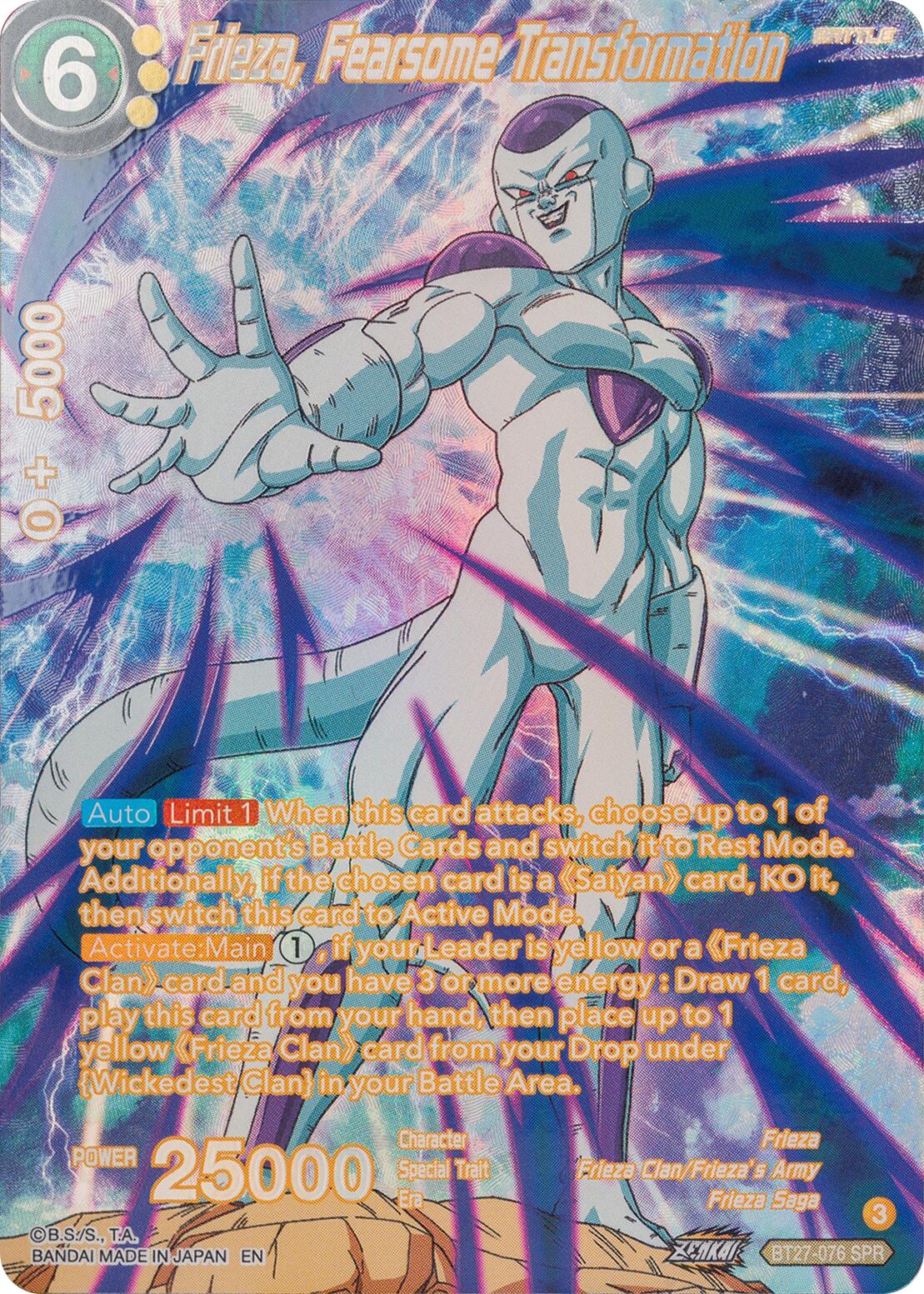 Frieza, Fearsome Transformation (SPR) (BT27-076) [History of Z] | Devastation Store