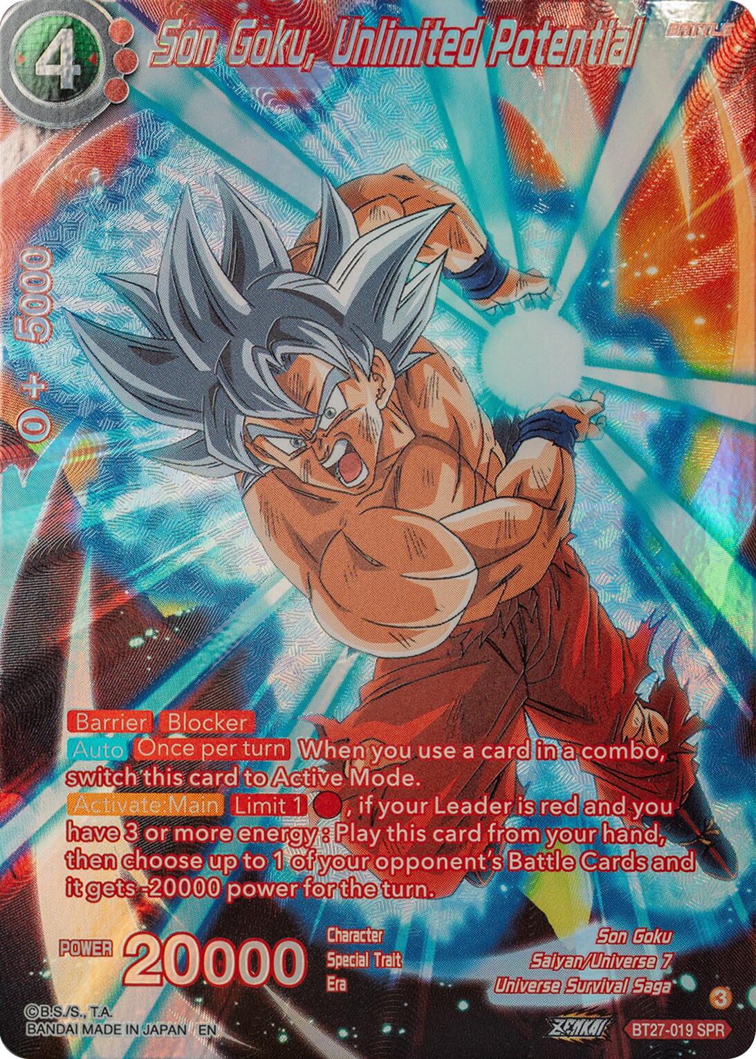Son Goku, Unlimited Potential (SPR) (BT27-019) [History of Z] | Devastation Store