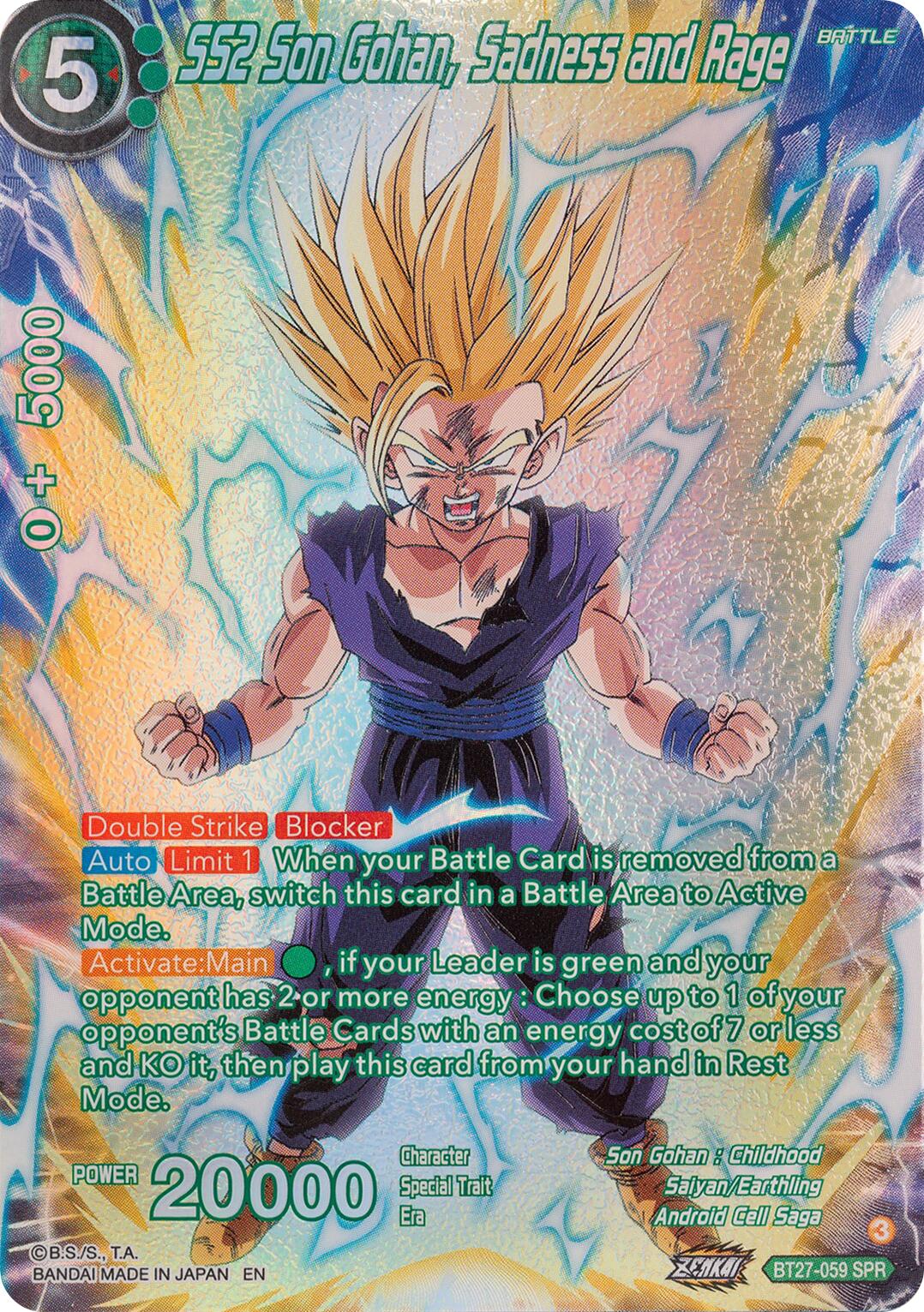 SS2 Son Gohan, Sadness and Rage (SPR) (BT27-059) [History of Z] | Devastation Store