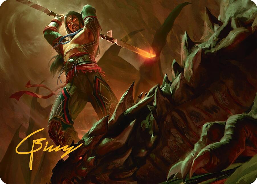 Sarkhan's Resolve Art Card (18/54) (Gold-Stamped Signature) [Tarkir: Dragonstorm Art Series] | Devastation Store