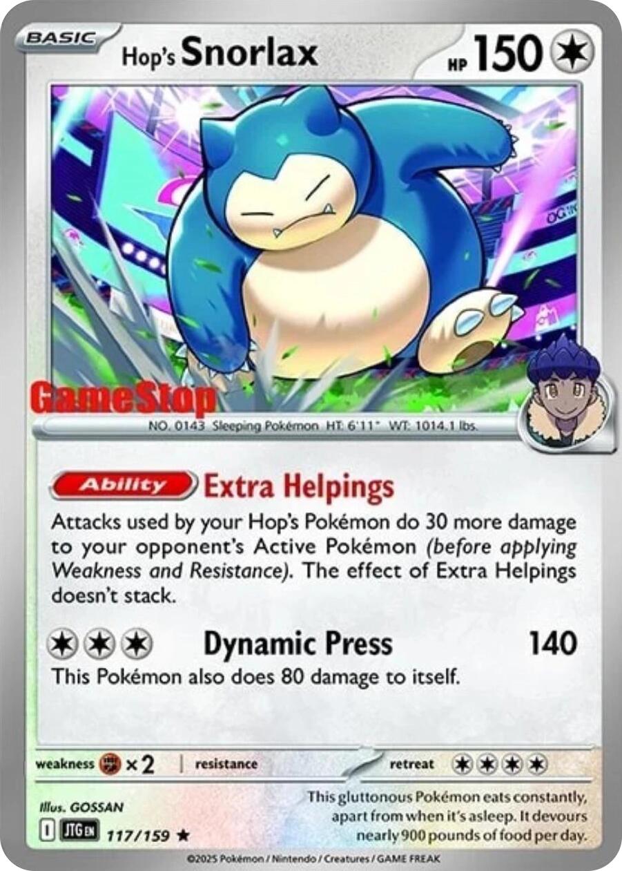 Hop's Snorlax (117/159) (GameStop) (Cosmos Holo) [Scarlet & Violet: Journey Together] | Devastation Store