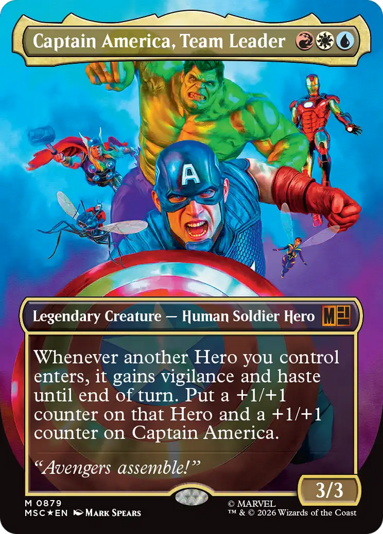 Captain America, Team Leader (Borderless) (Surge Foil) [Marvel Super Heroes Commander] | Devastation Store