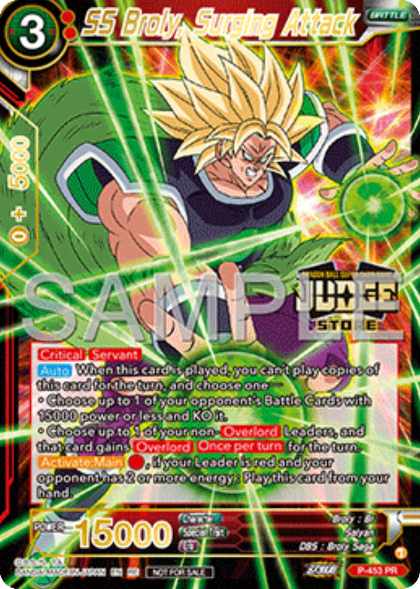 SS Broly, Surging Attack (Judge Pack Vol.17) (Store) (P-453) [Tournament Promotion Cards] | Devastation Store