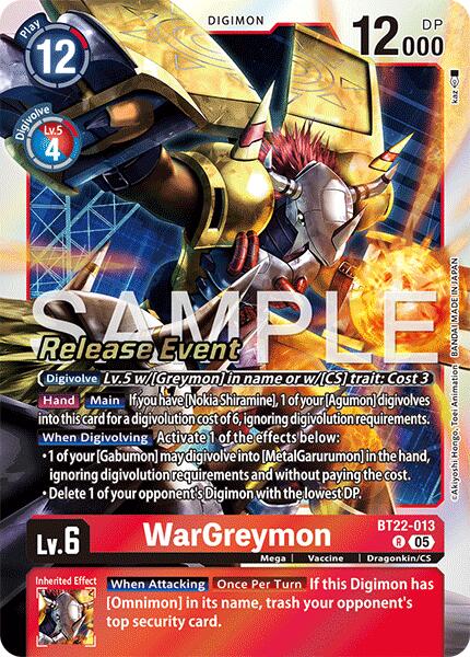 WarGreymon [BT22-013] [Cyber Eden Release Event Cards] | Devastation Store