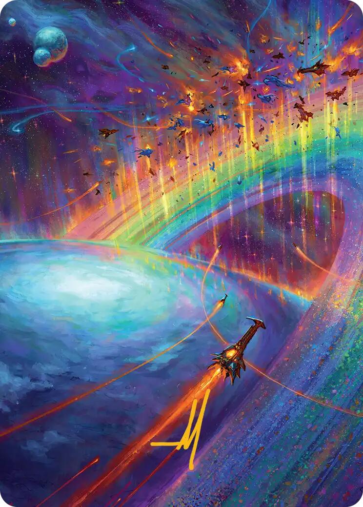 Cascading Cataracts Art Card (43/54) (Gold-Stamped Signature) [Edge of Eternities Art Series] | Devastation Store