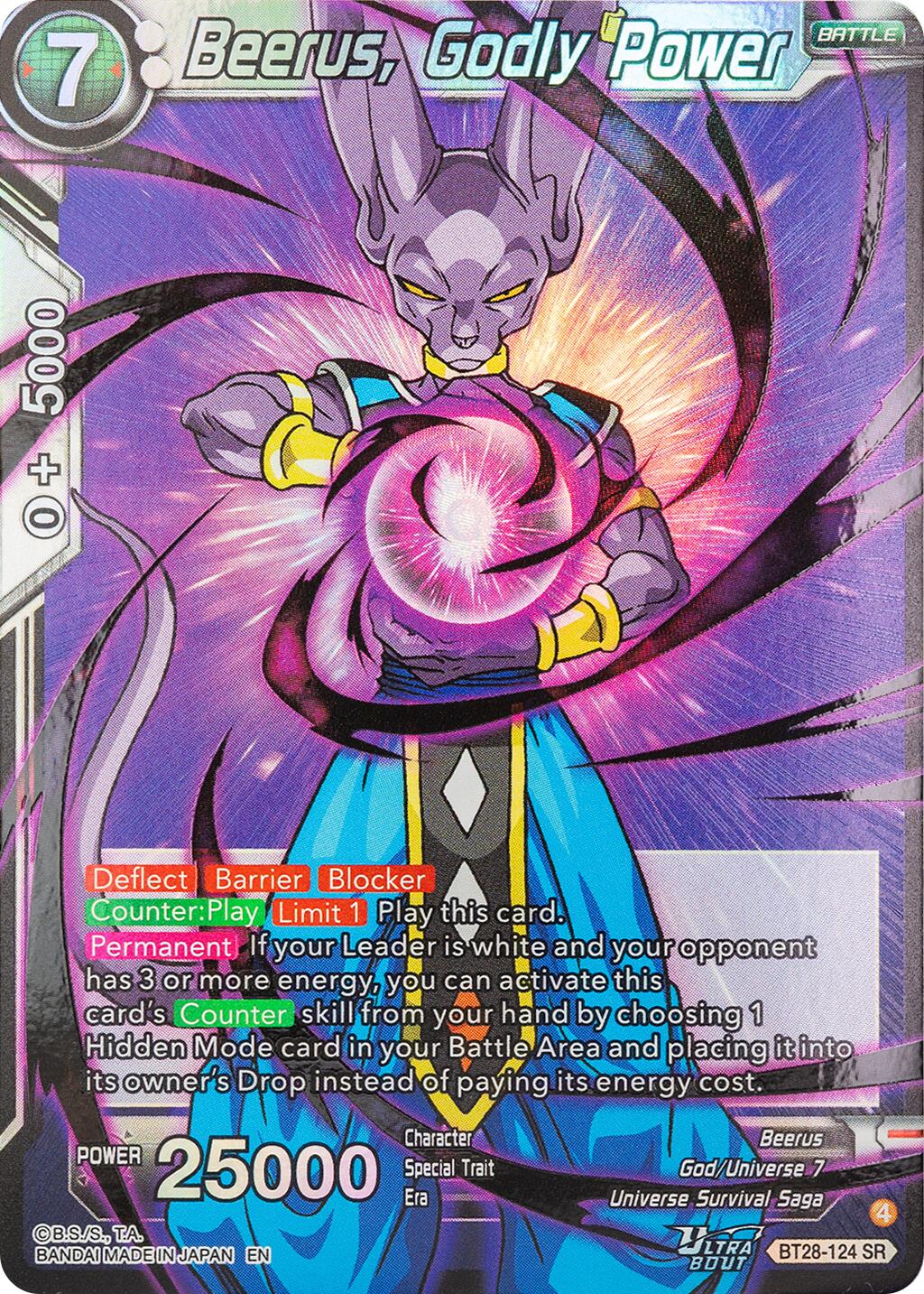 Beerus, Godly Power (BT28-124) [Prismatic Clash] | Devastation Store