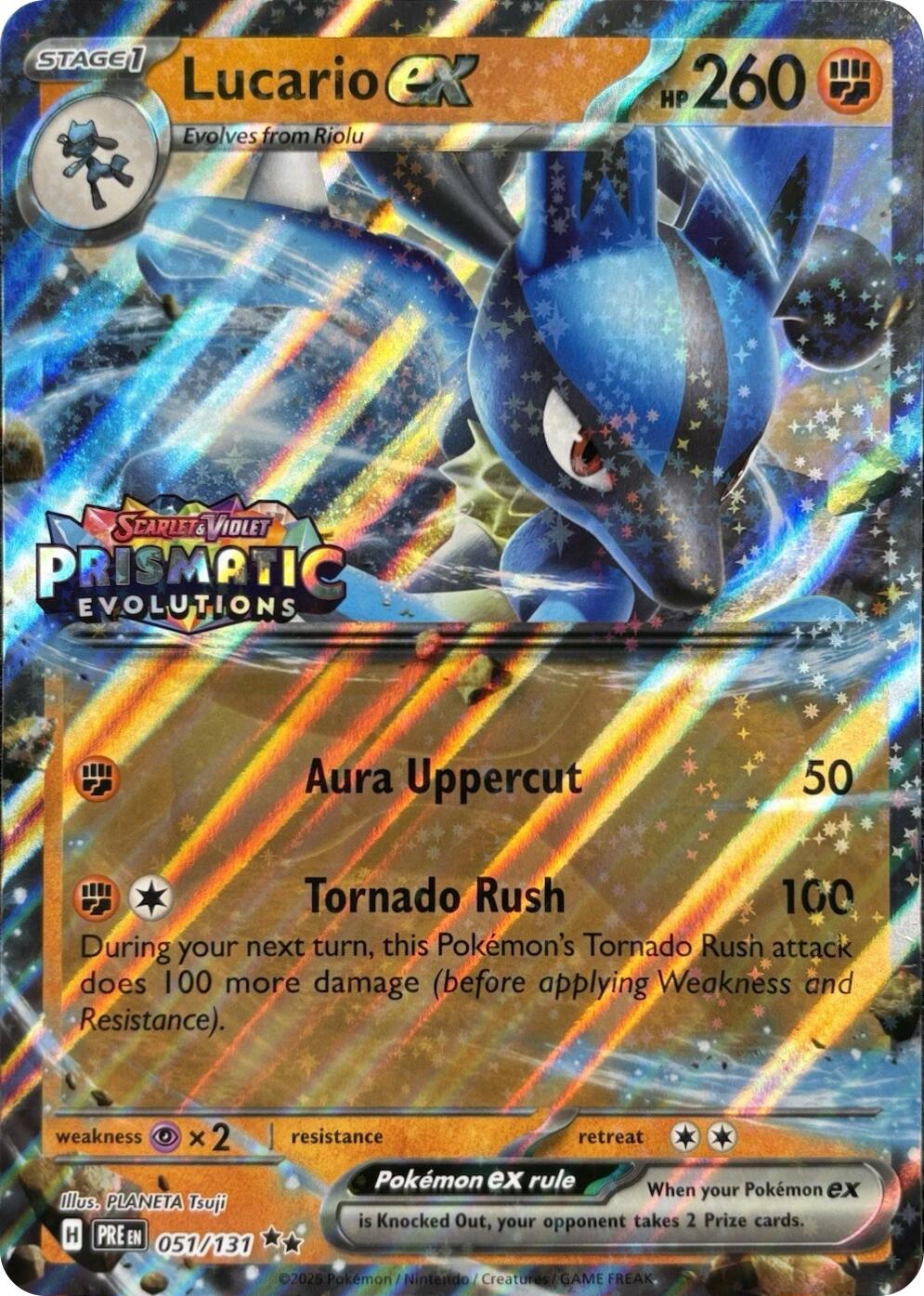 Lucario ex (051/131) (Prismatic Evolutions Stamp) [Miscellaneous Cards] | Devastation Store