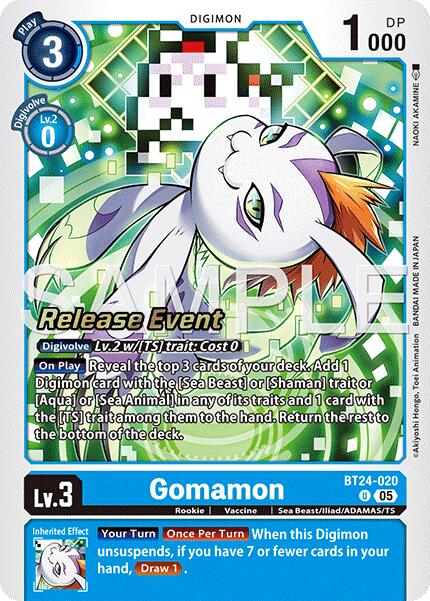 Gomamon [BT24-020] [Time Stranger Release Events Cards] | Devastation Store