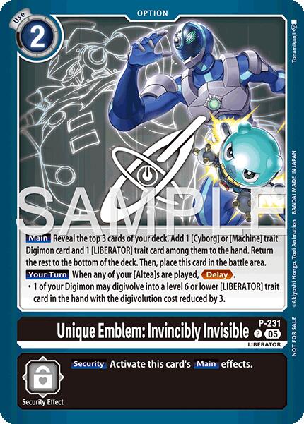 Unique Emblem: Invincibly Invisible [P] (Dawn of Liberator Box Topper) [Promotional Cards] | Devastation Store