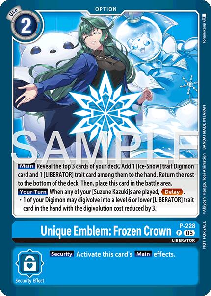 Unique Emblem: Frozen Crown [P-228] (Dawn of Liberator Box Topper) [Promotional Cards] | Devastation Store